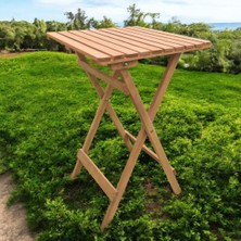 Kapella Katlanır Ahşap Bistro Set  Bahçe Masa Seti Minder Hediyeli 50*50