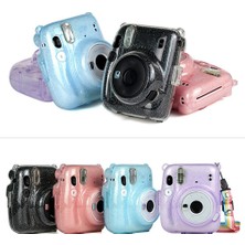 Luminnaly Instax Mini 11 Için Çıkarılabilir Omuz Askılı Şeffaf Mini Kamera Çantası Parıltılı Kristal Sert Kabuk (Şeffaf) (Yurt Dışından)
