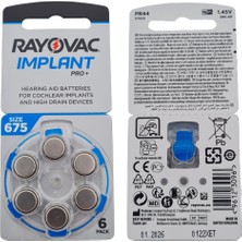 Koklear Implant Işitme Cihazı Pili, Rayovac 675CP Implant Pro+ (10 Paket x 6 Adet = 60 Adet Pil) + Hediye Işitme Cihazı Hortumu (8 Adet, Orta-Standart Olan Kıvrılmış Hortum)