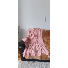 Ponponlu Triko Tv-Battaniyesi 130 x 160 cm Şal ve Koltuk Için Kullanabilirsin Şal  Triko