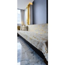 Koltuk Örtüsü Varakli Desen Özel Kaymaz Taban Süngerli ( 1 Ad ) Ölçüm 160X200 cm Çekyat Örtüsü Altin