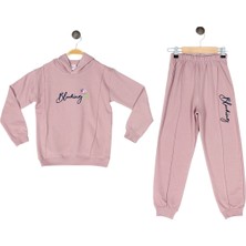 Kız Çocuk Baskılı Kapşonlu  2 Ip 5/8 Yaş  Eşofman Takımı