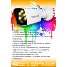 Elitcam 8 Kameralı Kare 8 Dış Kamera Set 1 TB HDD Full HD Renkli Gece Görüşlü Güvenlik Kamerası Sistemi