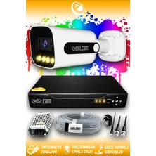 Elitcam 1 Kameralı Zebra 1 Dış Kamera Set HDD'siz Full HD Renkli Gece Görüşlü Güvenlik Kamerası Sistemi