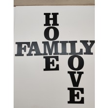 Home Family Love Ev Dekorasyonu Duvar Yazısı Siyah Mdf (15 cm Harf)