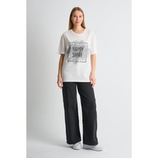 Alexandergardı Sim Işlemeli Baskılı Bisiklet Yaka Kadın T-Shirt