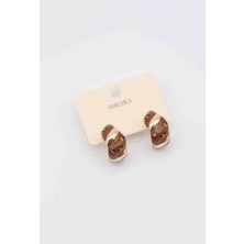 Glare Jewellery Yarım Halka Altın Detaylı Leopar Küpe