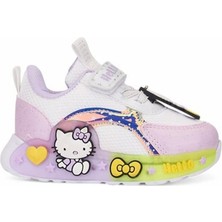 Günlük Kız Çocuk Spor Ayakkabı Hello Kitty Simli Süs Detay Işıklı Taban Lastik Bağcık Sneaker 120