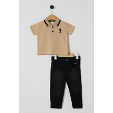 U.s Polo Assn Erkek Bebek 2li  Pike T-Shırt Takım Bej