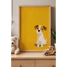 Artiera Sevimli Köpek Çocuk Odası ve Bebek Odası Ahşap Çerçeveli Duvar Tablosu