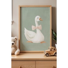 Artiera Sevimli Kaz  Çocuk ve Bebek Odası Ahşap Çerçeveli Duvar Tablosu