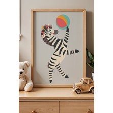 Artiera Sevimli Zebra  Çocuk ve Bebek Odası Ahşap Çerçeveli Duvar Tablosu