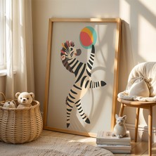 Artiera Sevimli Zebra  Çocuk ve Bebek Odası Ahşap Çerçeveli Duvar Tablosu
