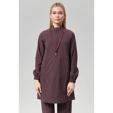 Extreme Cool Modest - Premium Çift Yön Likralı Doktor Hemşire Forma Takımı Scrubs Üniforma Cerrahi Takım (Kadın), Mürdüm