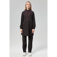 Çatı Uniform Extreme Cool Modest - Premium Çift Yön Likralı Doktor Hemşire Forma Takımı Scrubs Üniforma Cerrahi Takım (Kadın), Kömür