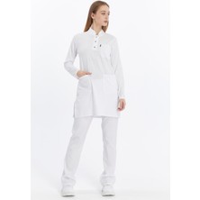 Happiness Modest - Likralı Doktor Hemşire Tesettür Forma Takımı Scrubs Üniforma Cerrahi Takım, Beyaz