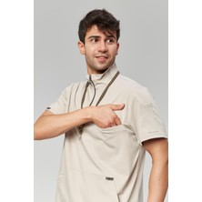 Çatı Uniform Extreme Cool Man - Premium Çift Yön Likralı Doktor Hemşire Scrubs Tek Üst Cerrahi Forma (Erkek), Kumsal