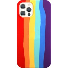 Adaman Premium Serisi Apple iPhone 12 Pro Max Uyumlu Kılıf Gökkuşağı Liquid Lansman Yüksek Kalite Silikon Kılıf