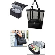 Termoslu Fileli Altı Buzluklu Plaj Çantası