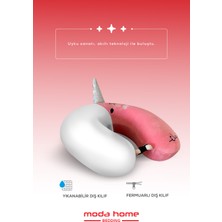 Moda Home Bedding Çocuk Visco Boyun Yastığı,çocuk Ortopedik Seyahat Yastığı Pembe Yıkanabilir Kılıflı Unicorn