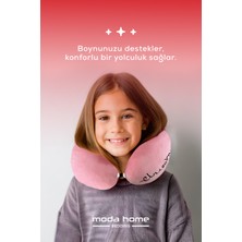 Moda Home Bedding Çocuk Visco Boyun Yastığı,çocuk Ortopedik Seyahat Yastığı Pembe Yıkanabilir Kılıflı Unicorn