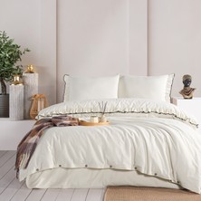 Macas Home Lotis  Pamuklu Süs Overlok Dikişli Fırfırlı Yıkamalı Tek Kişilik Nevresim Takımı 160*220