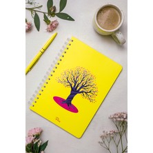 Prestij Tree Neon Sarı Kareli Defter 17X24