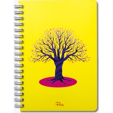 Prestij Tree Neon Sarı Kareli Defter 17X24