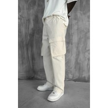 Erkek Kargo Cepli Esnek Baggy Pantolon Açık Bej