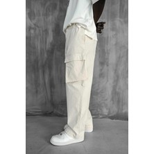 Erkek Kargo Cepli Esnek Baggy Pantolon Açık Bej