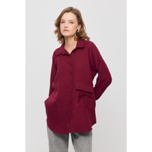 Rays 4516A Tek Cep Düğmeli Gömlek Bordo