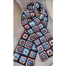 El Yapımı Tığ Işi Motif Patchwork Kadın Atkı
