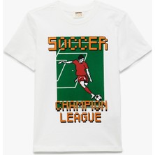 Koton Futbol Baskılı Bisiklet Yaka Kısa Kollu Pamuklu Tişört