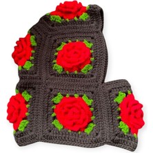 Gül Motifli Crochet Balaclava El Örgüsü Boyunluklu Bere,örgü Şapka