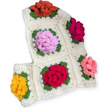 Gül Motifli Crochet Balaclava El Örgüsü Boyunluklu Bere,örgü Şapka