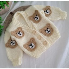 El Örgüsü Ayılı Erkek Bebek ,çocuk Hırkası