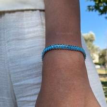 Su Yolu Rodyum Kaplama Kadın Bileklik , 3 mm | Mavi Renk