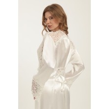 Lüx Kadın 6 Parça Saten Pijama Gecelik Sabahlık Gelin Çeyiz Seti 1496