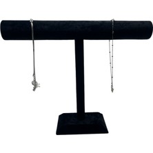 Megass Dekor Yerli Üretim Süet Kaplama Siyah Renk 30/40 cm Uzun Kolye - Tesbih Sergileme Standi