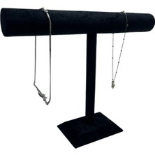 Megass Dekor Yerli Üretim Süet Kaplama Siyah Renk 30/40 cm Uzun Kolye - Tesbih Sergileme Standi