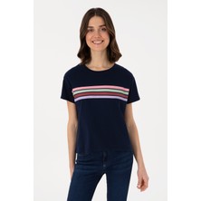 U.S. Polo Assn. Kadın Lacivert Bisiklet Yaka Tişört 50308639-VR033