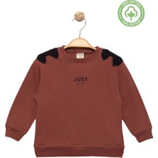Kız Çocuk %100 Pamuk Fiyonk Detaylı Kiremit Sweatshirt - Kız Çocuk Giyim