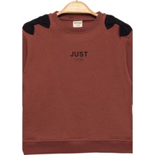 Kız Çocuk %100 Pamuk Fiyonk Detaylı Kiremit Sweatshirt - Kız Çocuk Giyim