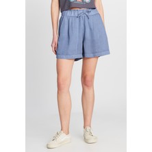 Relaxed Fit Geniş Kesim Yumuşak Dokulu Koyu Mavi Şort