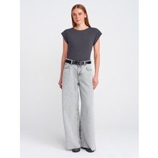 Dilvin 3504 Bisiklet Yaka Penye T-Shirt-Koyu Antr.
