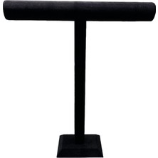 Megass Dekor Yerli Üretim Süet Kaplama Siyah Renk Uzun Kolye - Tesbih Sergileme Standi