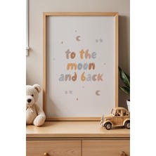 Artiera ‘to The Moon And Back’ Ay Temalı - Doğal Ahşap Çerçeveli Çocuk ve Bebek Odası Tablosu