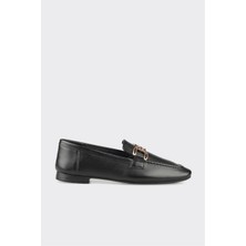 Elle Siyah Deri Kadın Loafer