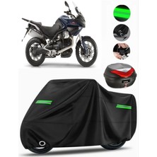 Moto Guzzi Stelvio 1200 4V Arka Çanta Uyumlu Motosiklet Brandası Premium (Kilit Uyumlu)-Siyah