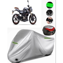 Qj SRK125 S Arka Çanta Uyumlu Motosiklet Brandası Premium (Kilit Uyumlu)-Gri